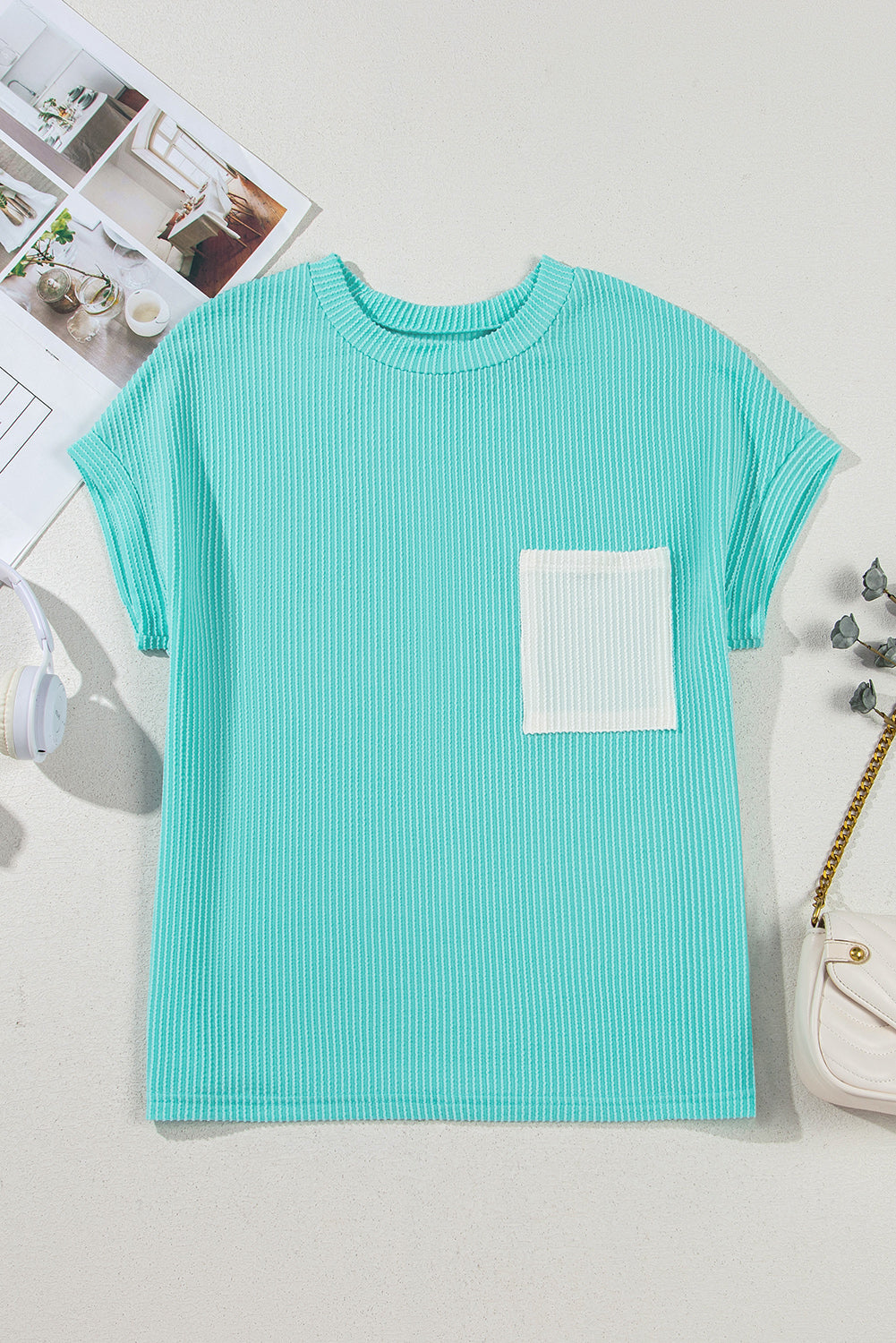 Light Blue Corded Knit Shirt