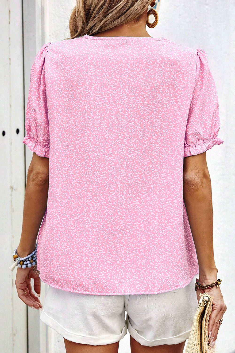 Pink Floral Embroidered Blouse