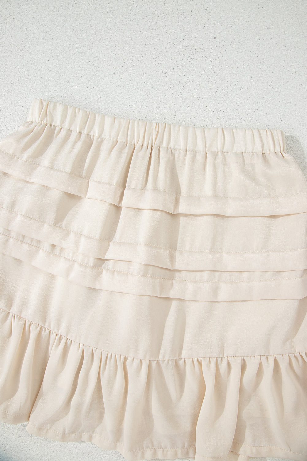 Beige Tiered Mini Skirt