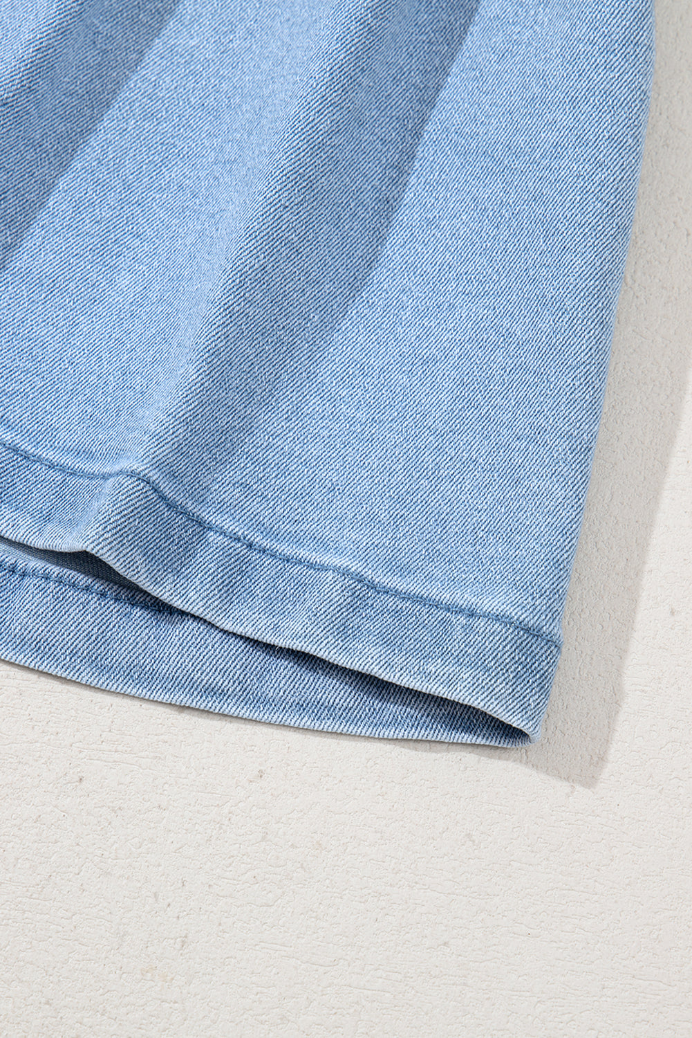 Dusk Blue Pleated Wide Leg Denim Shorts
