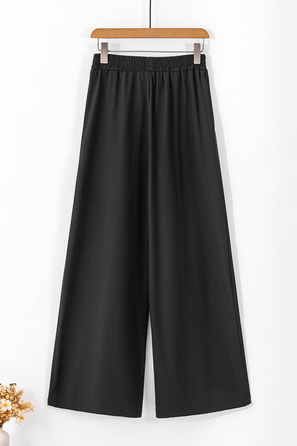 Black High Waisted Wide Leg Flowy Pants