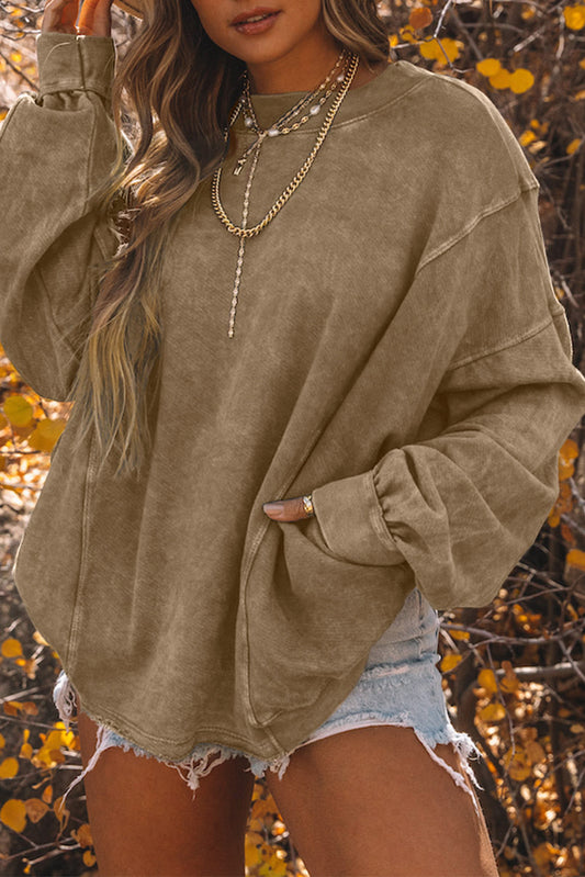 Khaki Open Back Oversized Sweatshirt