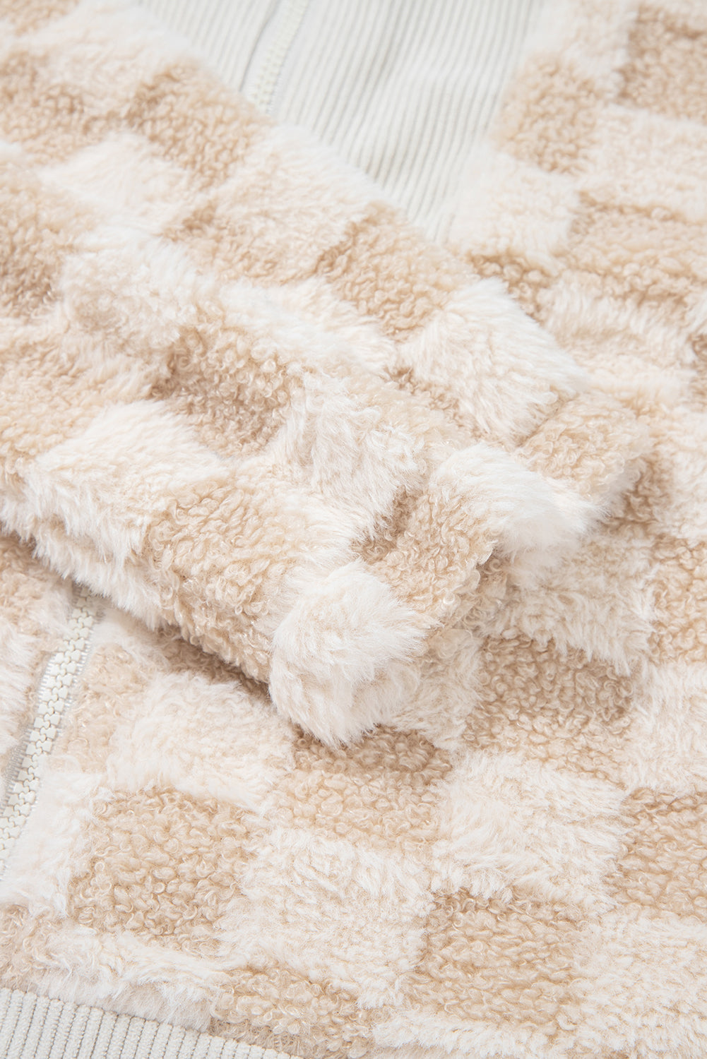 Khaki Checker Sherpa Jacket