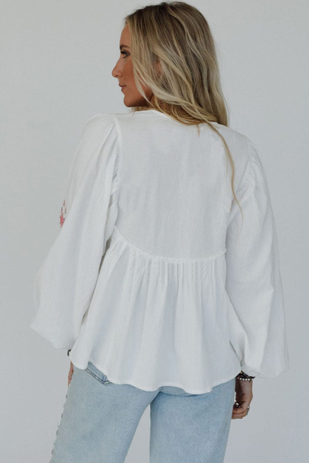 White Flower Babydoll Blouse