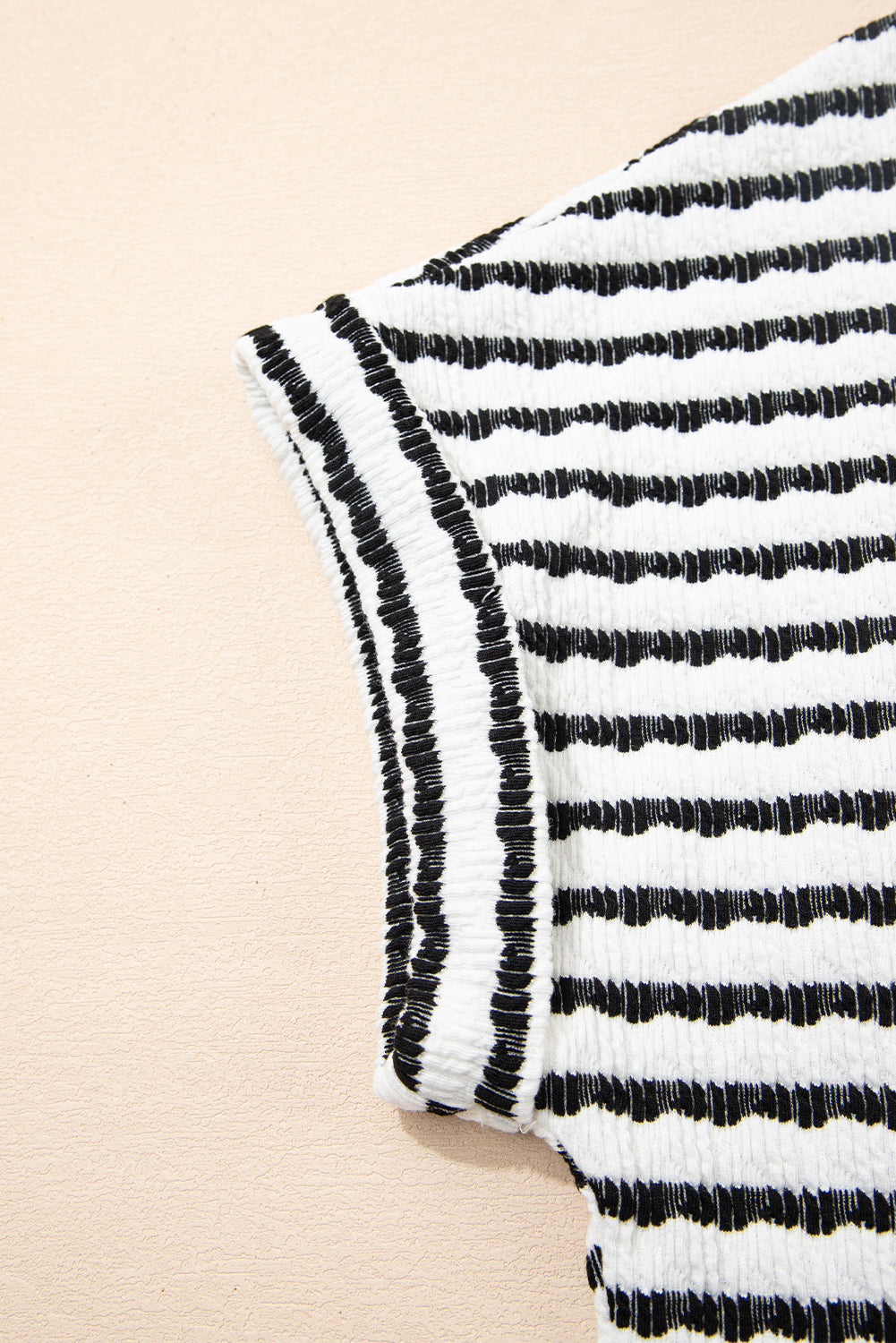 Black Stripe Top and Drawstring Shorts Set