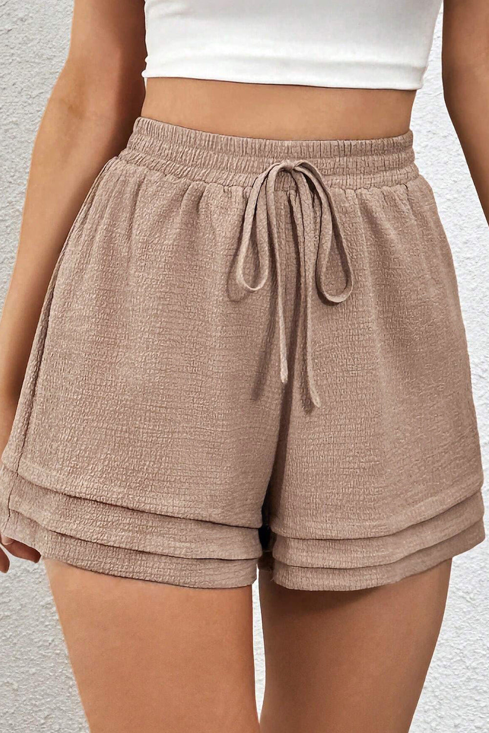 Straw Yellow Textured Shorts