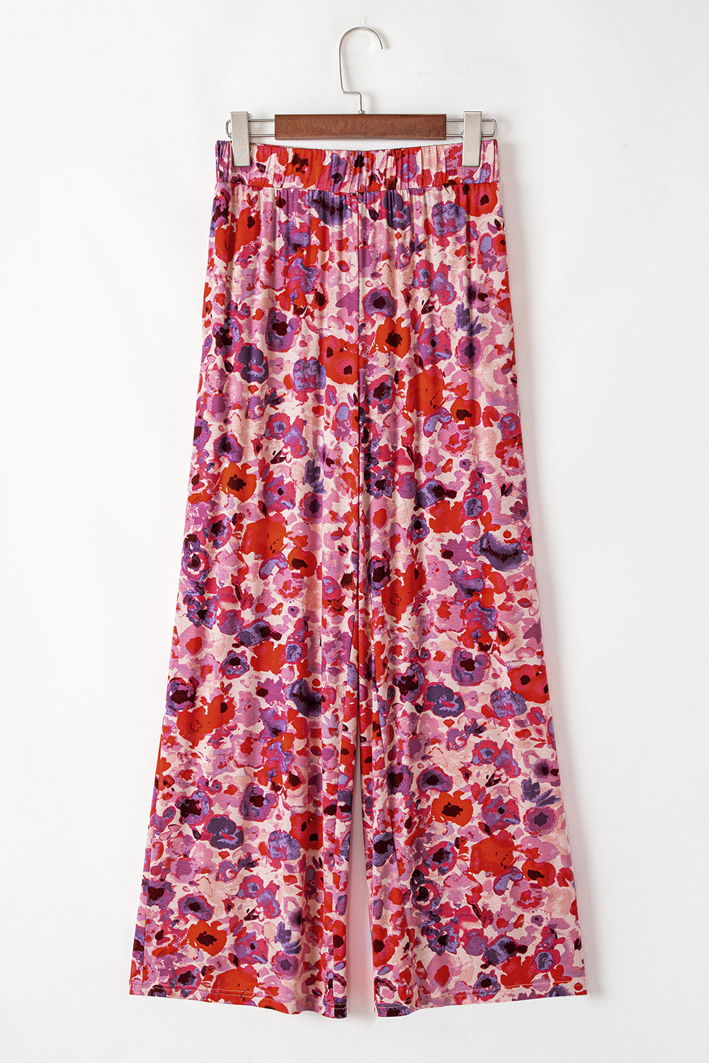 Purple Floral Wide Leg Pants