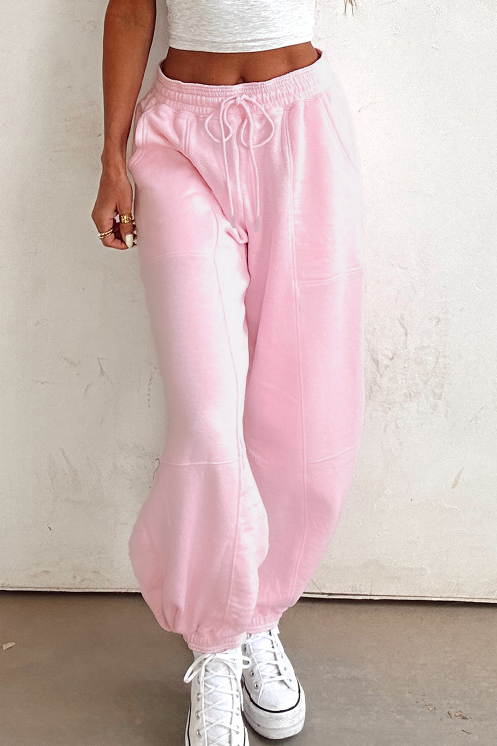 Light Pink Drawstring Jogger Pants