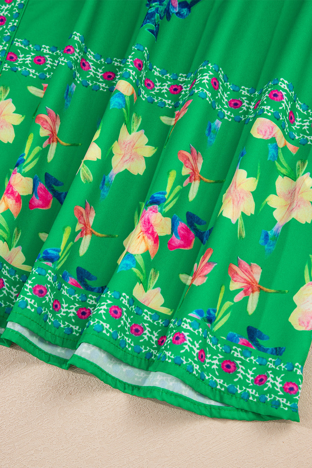 Green Floral Print Midi Dress