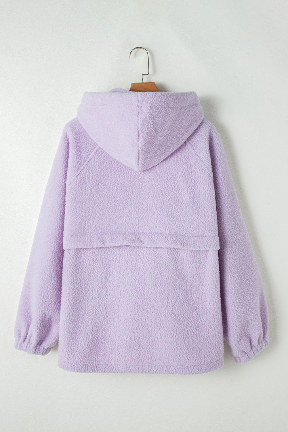 Lavender Zipped Fuzzy Drawstring Hoodie