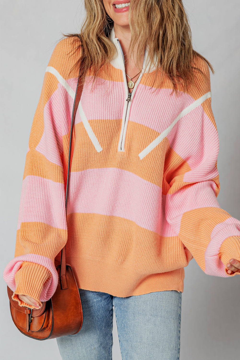 Orange Stripe Oversize Sweater