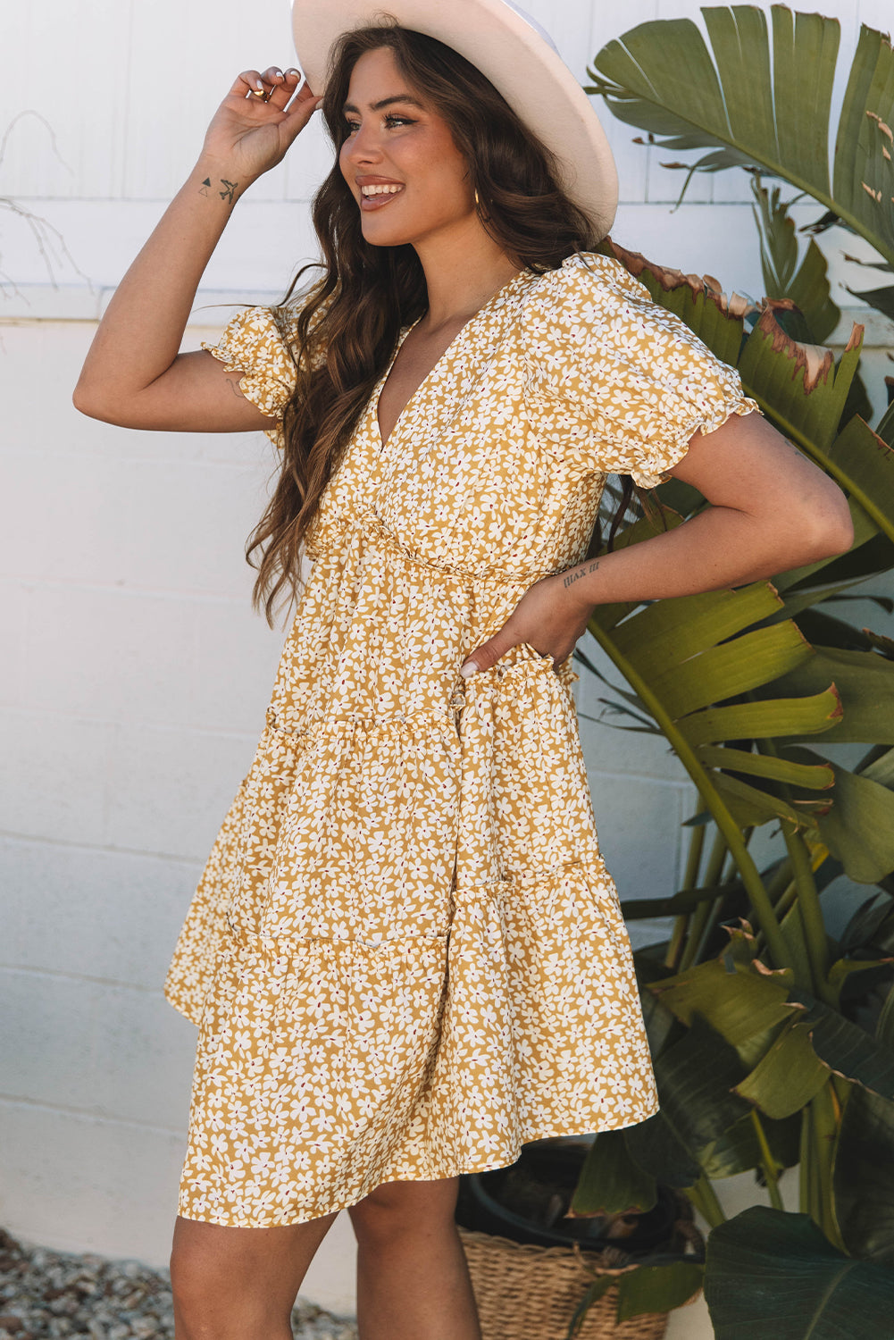 Yellow Floral Mini Dress
