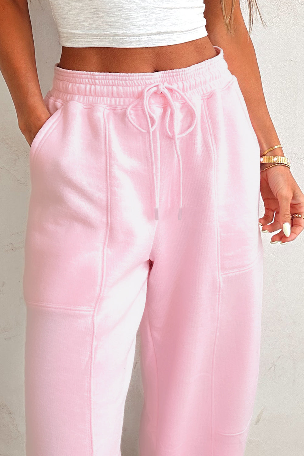 Light Pink Drawstring Jogger Pants