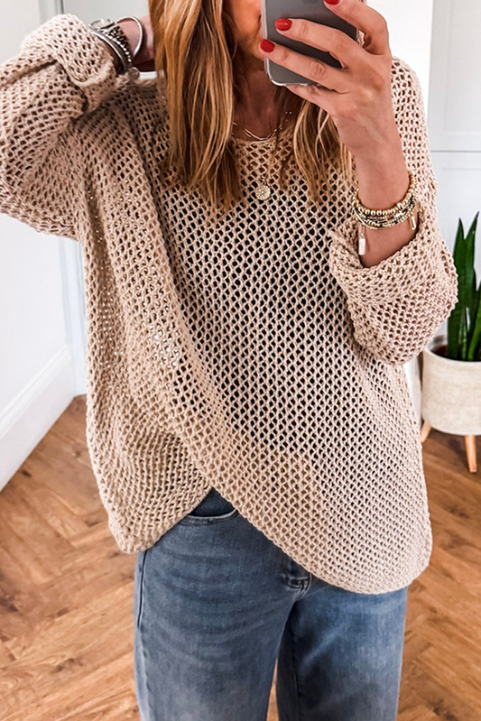 Smoke Gray Crochet Sweater