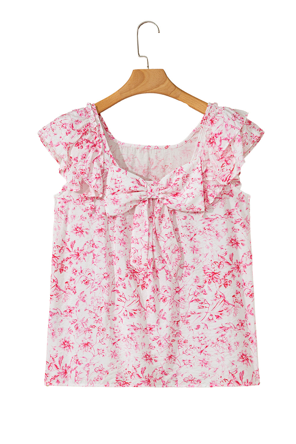 Pink Floral Ruffled Blouse