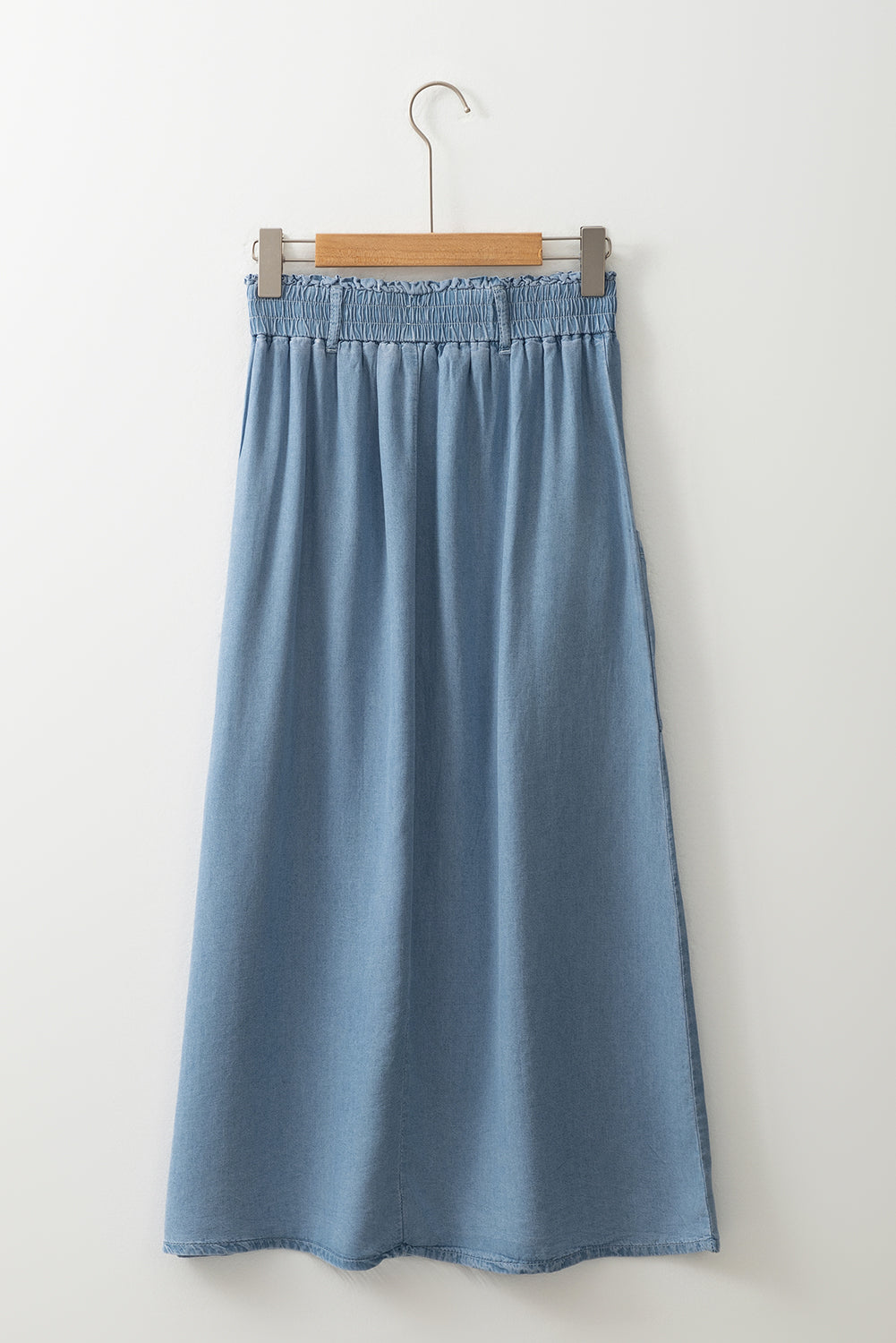 Buttoned High Waist Denim Maxi Skirt