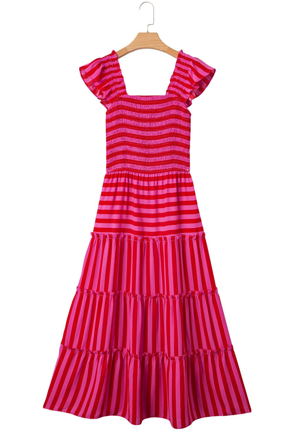 Rose Stripe Tiered Maxi Dress