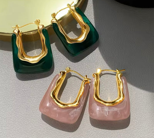 Pink or Green Gemstone Earrings