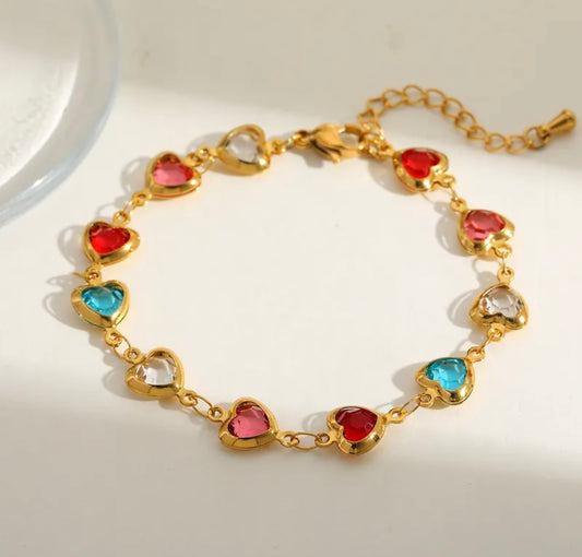 Heart Gem Bracelet & Necklace Set
