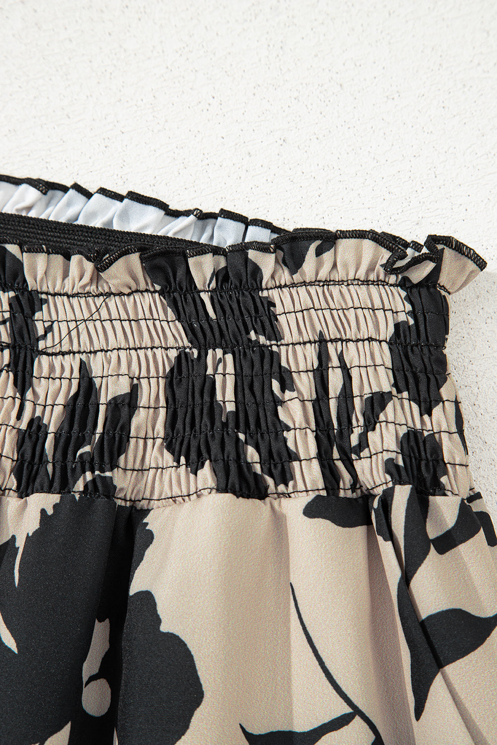 Khaki Floral Print Wide Leg Pants
