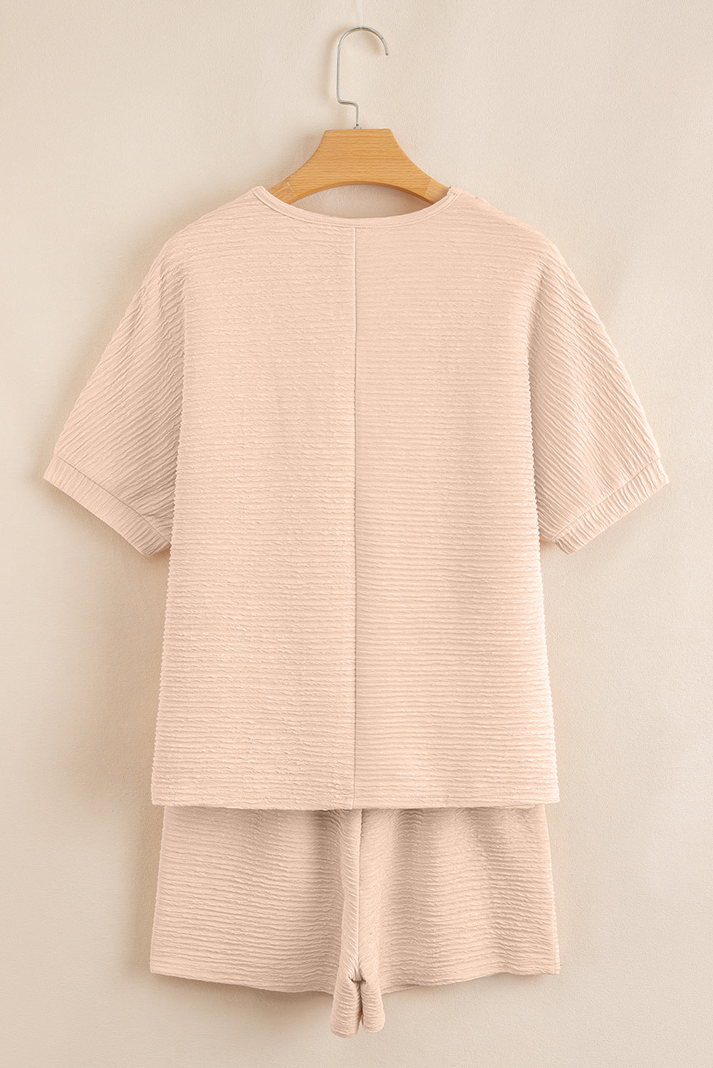 Apricot Textured Shirt and Shorts Set
