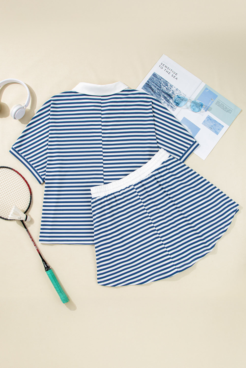 Blue Stripe Skort Set