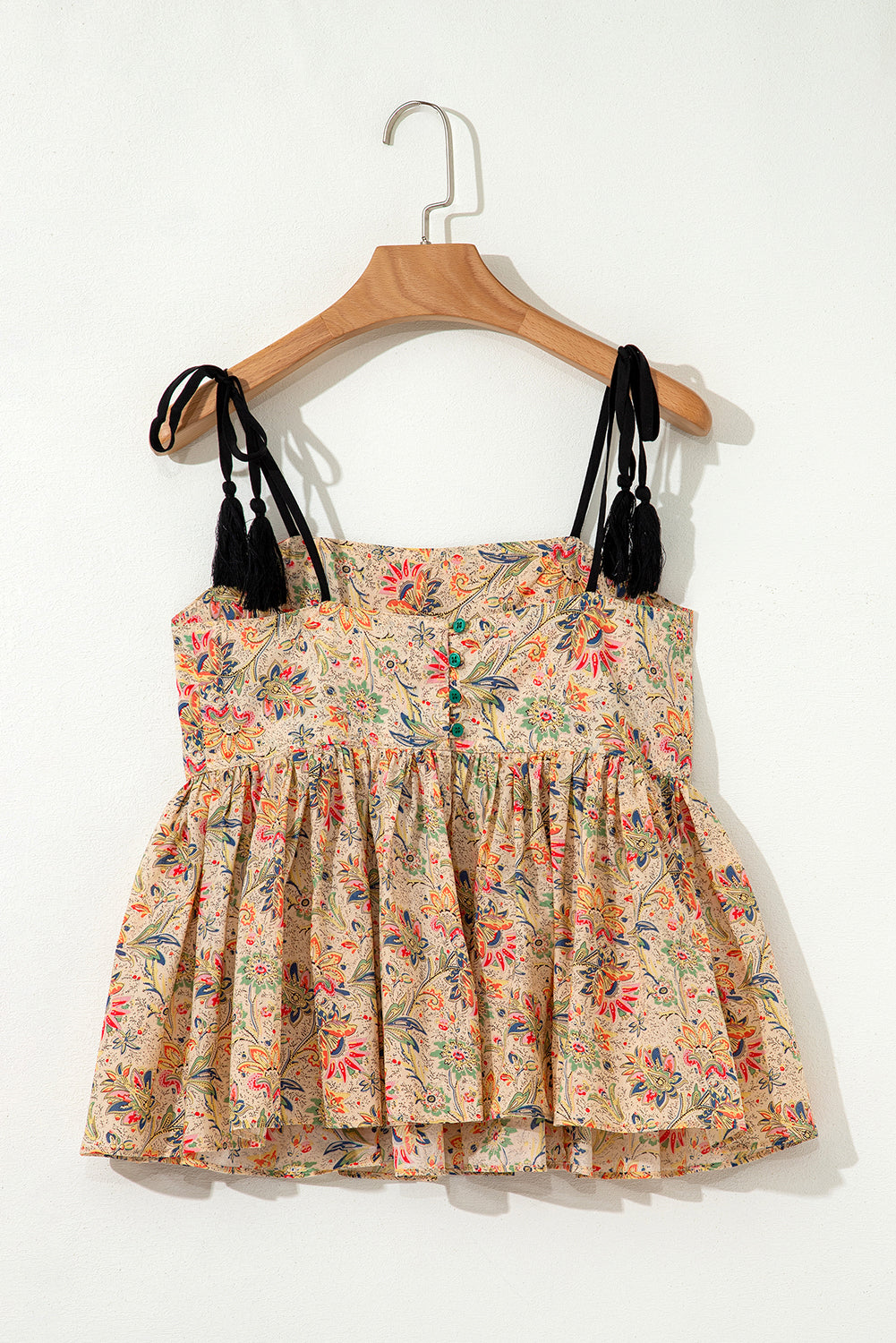 Apricot Floral Ruffled Peplum Top