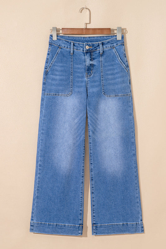Sky Blue High Rise Wide Leg Jeans