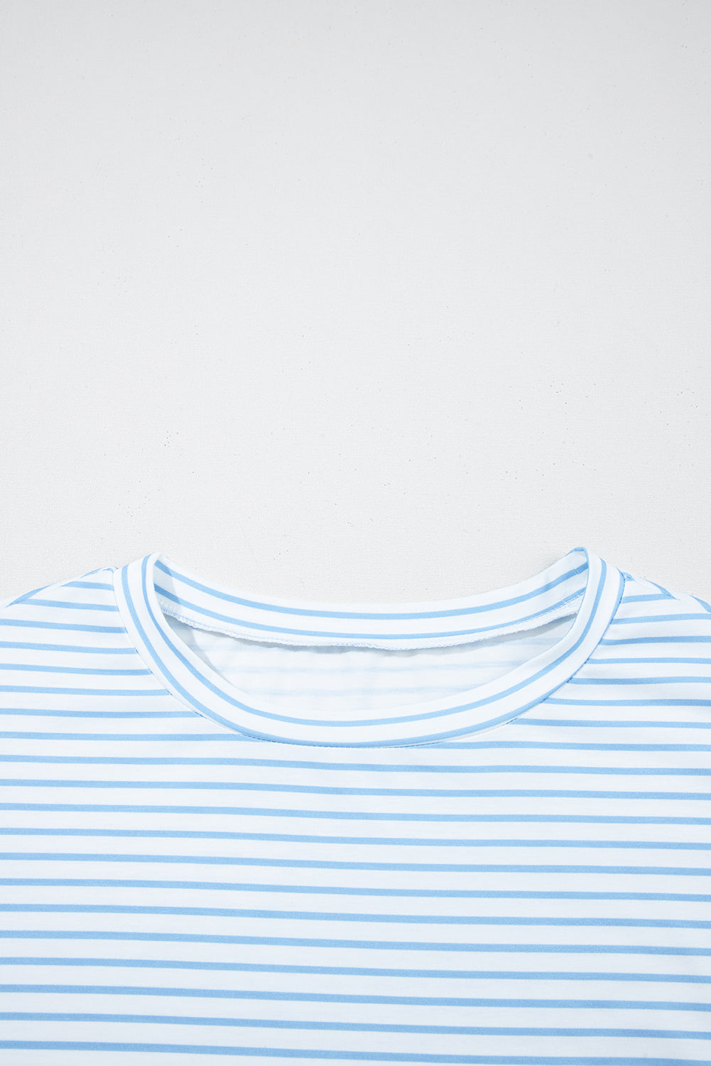 Sky Blue Stripe 3/4 Floral Puff Top