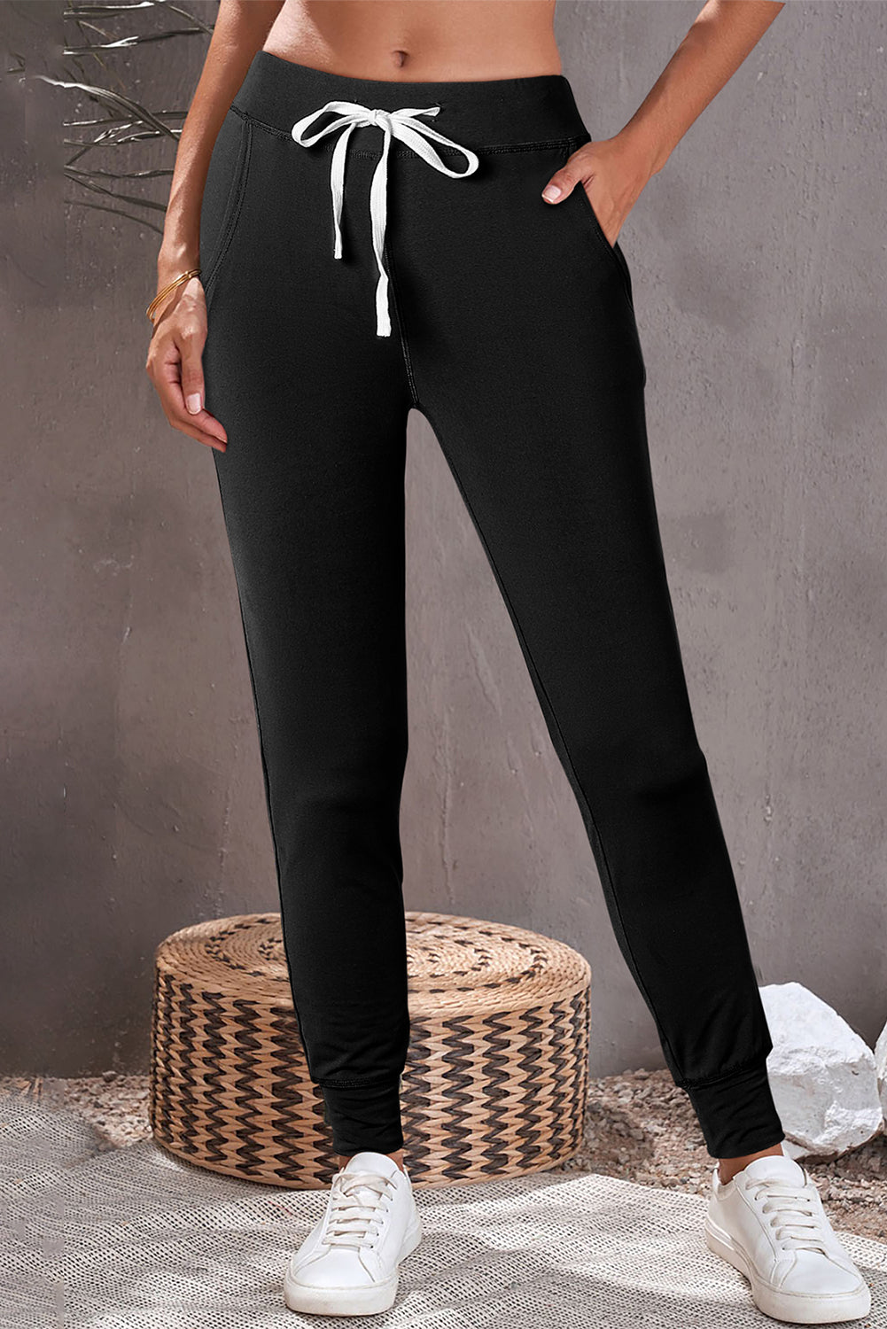 Black Drawstring Pocketed Joggers
