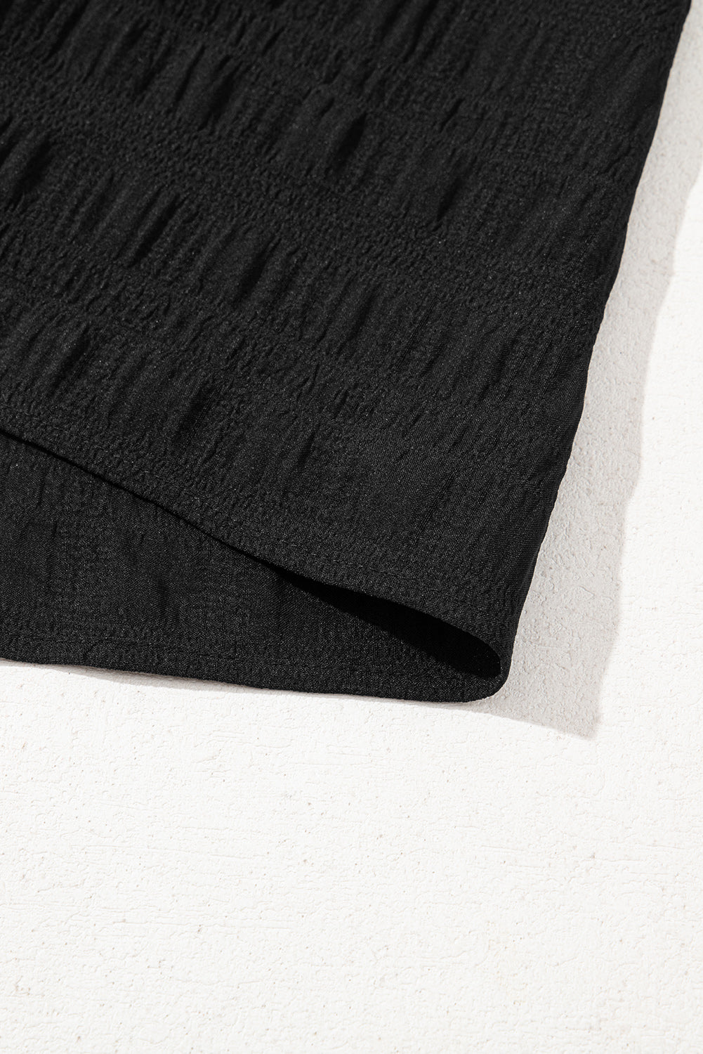 Black Textured Ruffled Sleeve Top