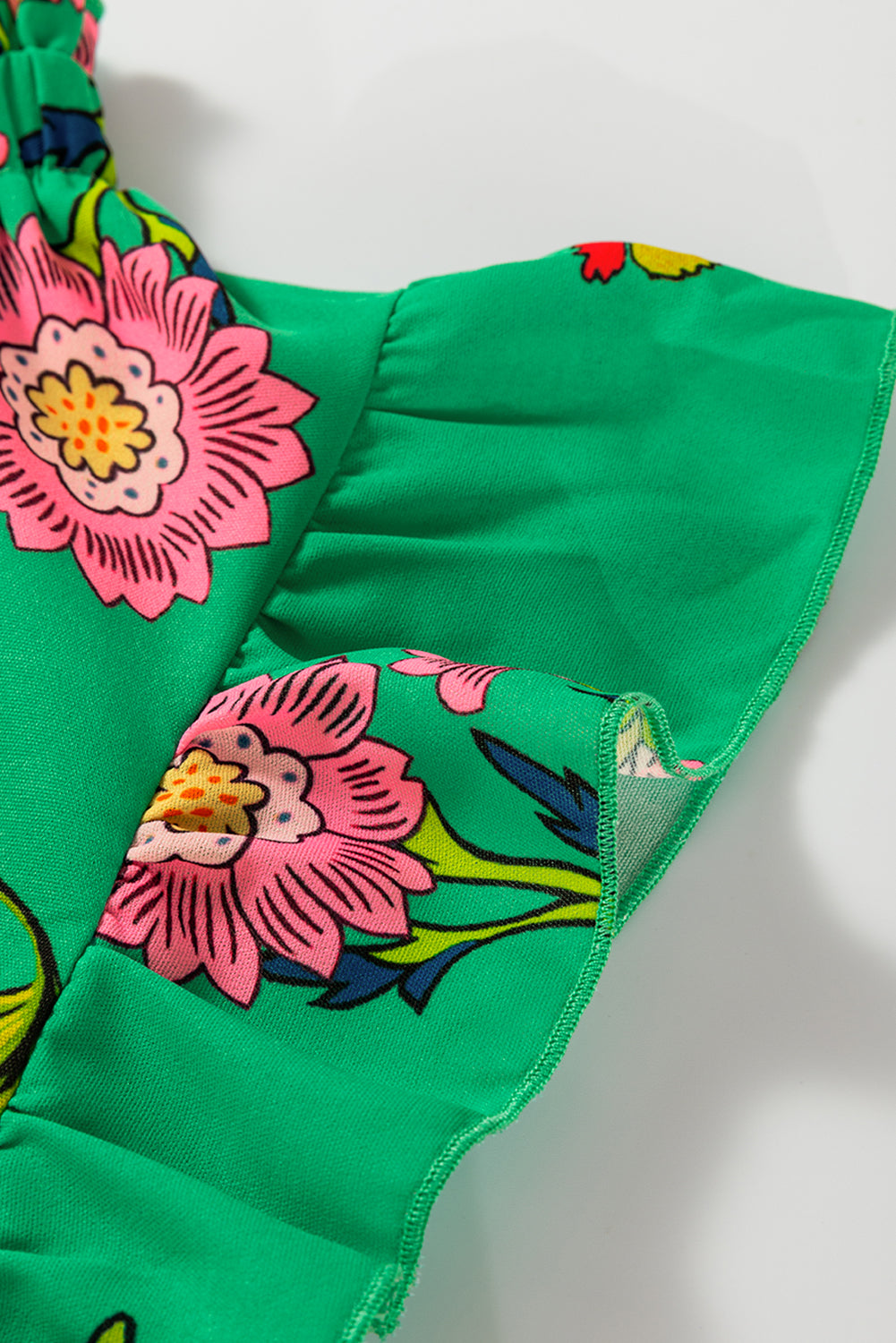 Green Floral Print Blouse