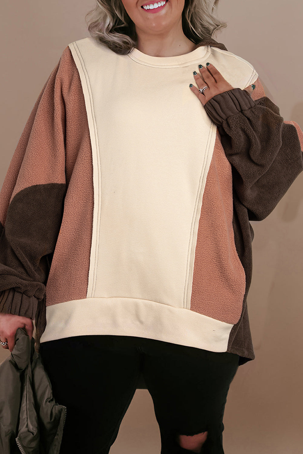 Brown Colorblock Hoodie