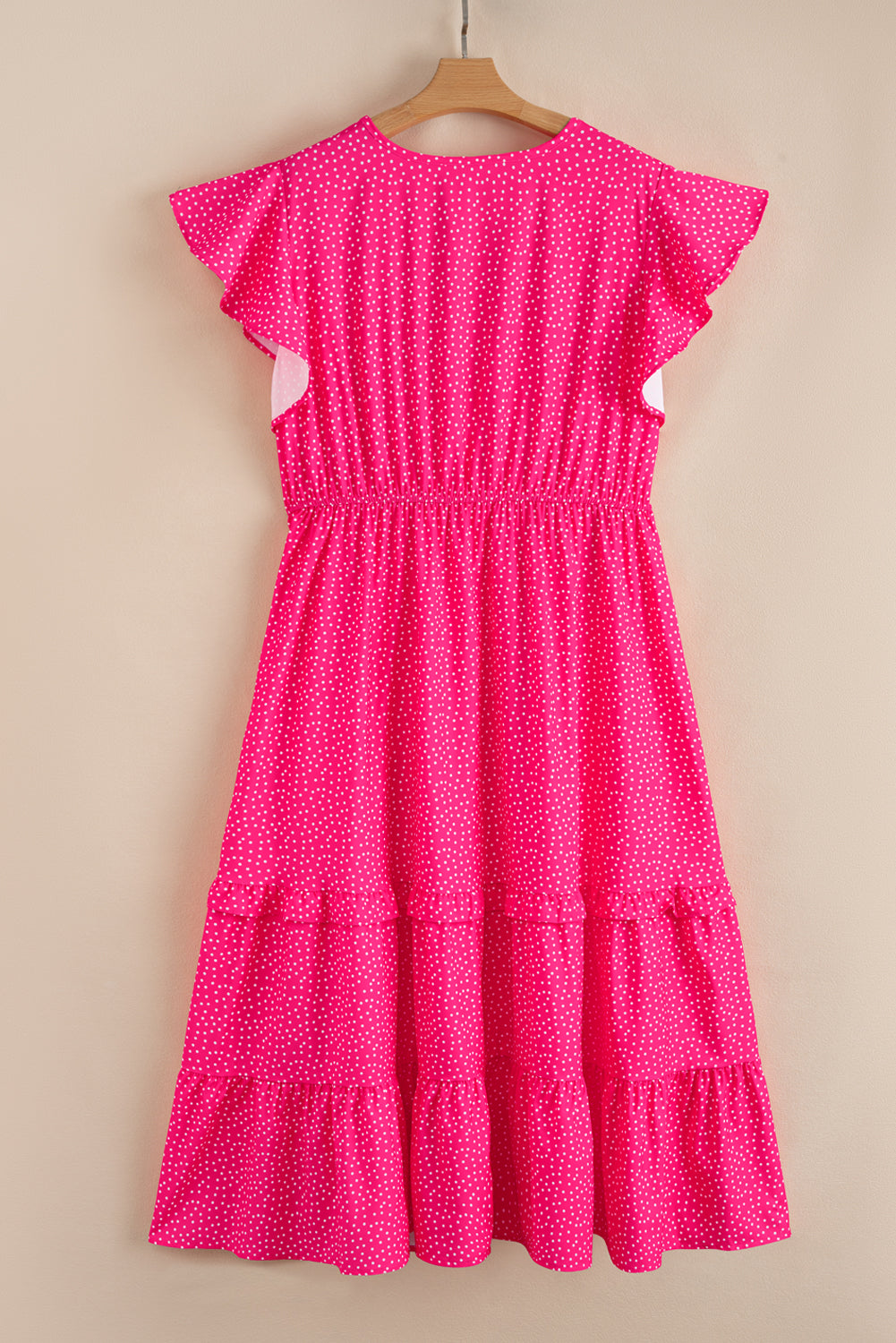 Rose Polka Dot Print Midi Dress