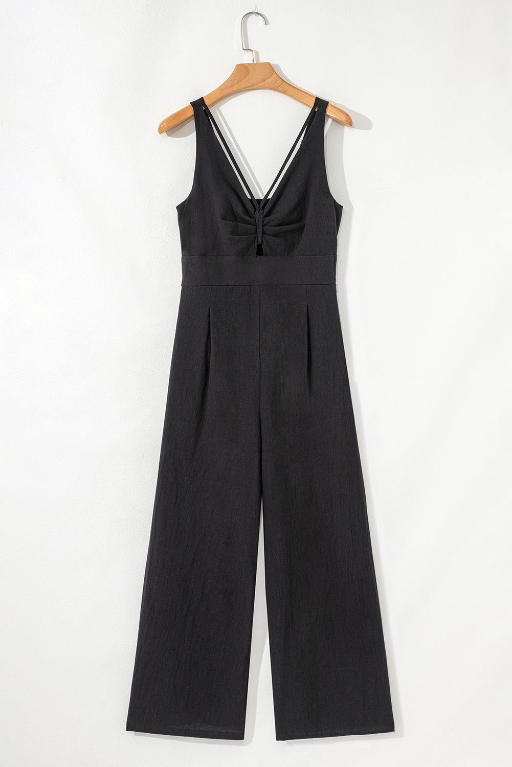 Black Smocked Wide Leg Jumpsuit