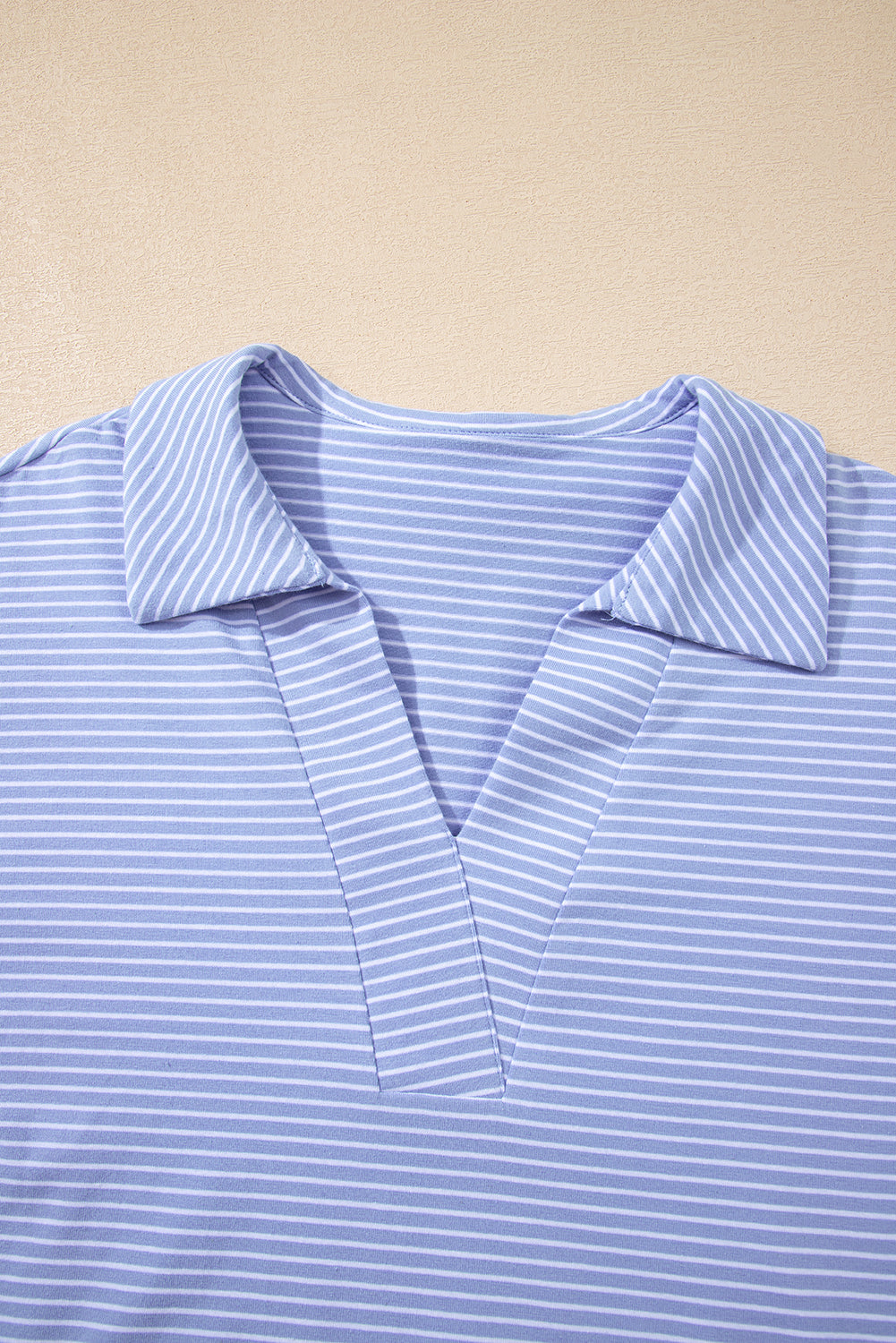Sky Blue Stripe Shirt and Drawstring Shorts Set