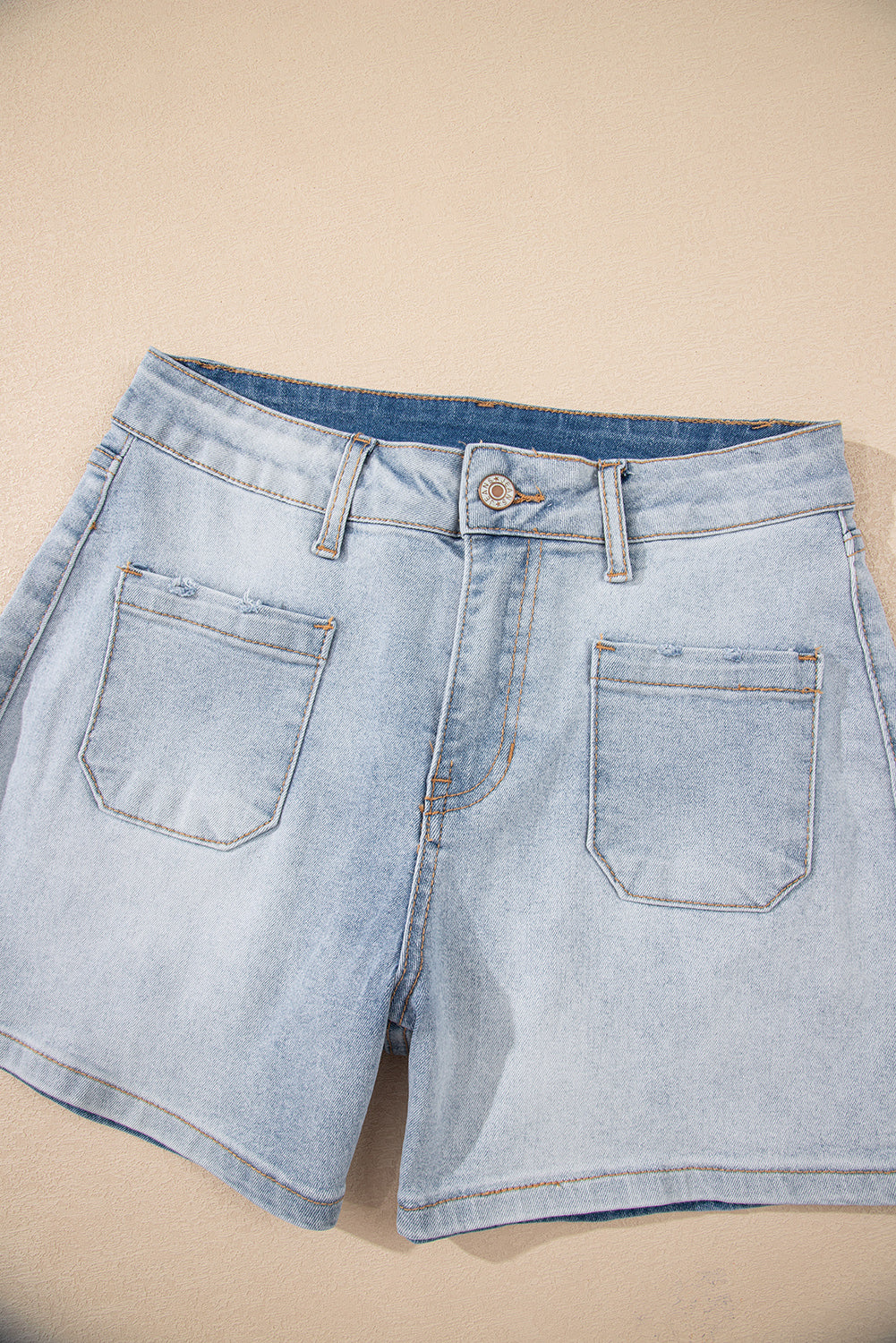 Blue Light Wash High Rise Denim Shorts