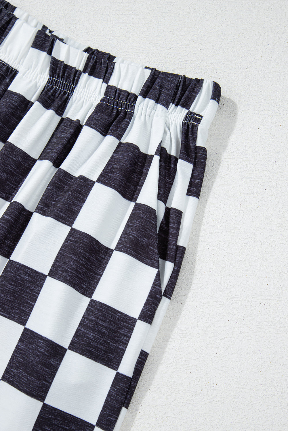 Black Checked Print High Waist Wide Leg Pants