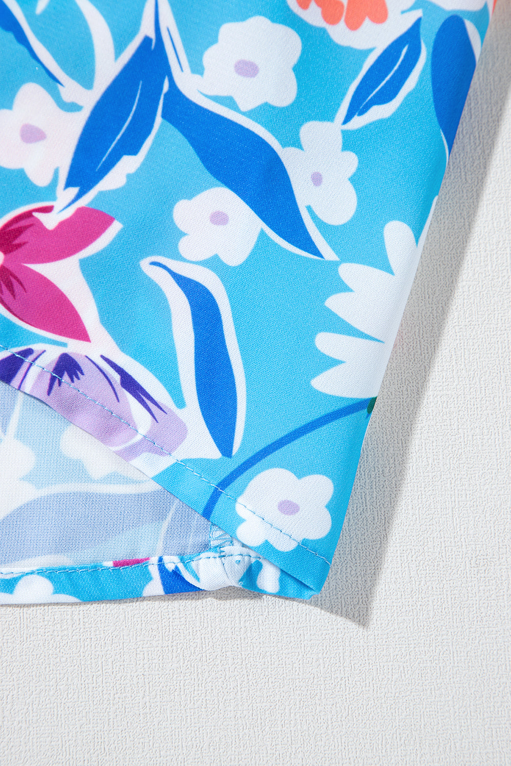 Sky Blue Floral Wrap Long Skirt