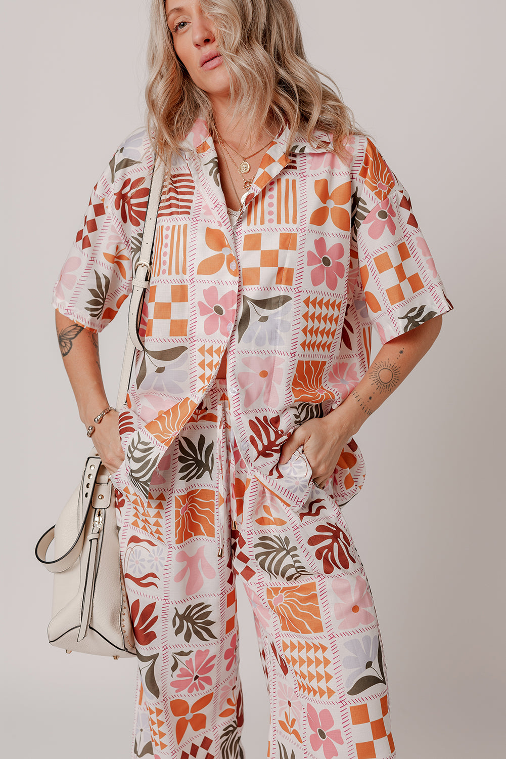 Orange Plant Checkered Set