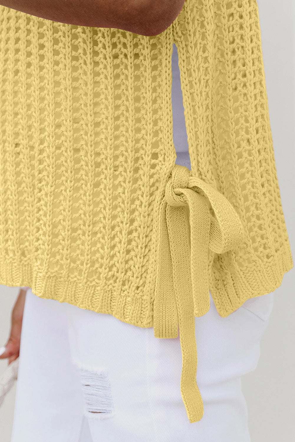 Yellow Cream Crochet Sweater Top