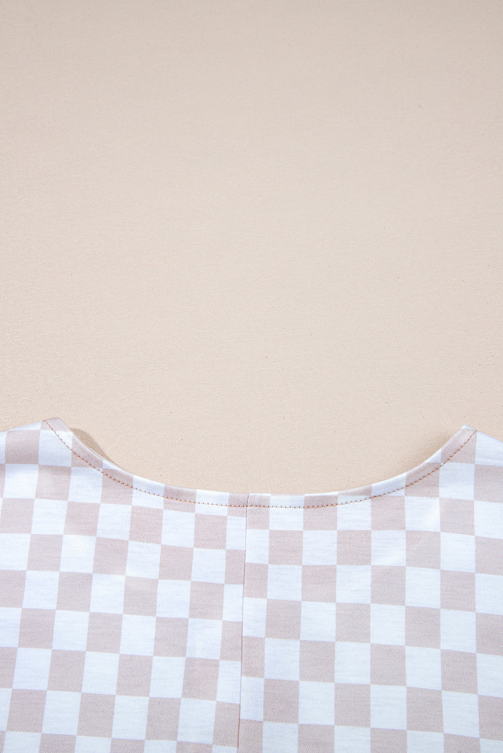 Apricot Checkered Wide Leg Jumpsuit