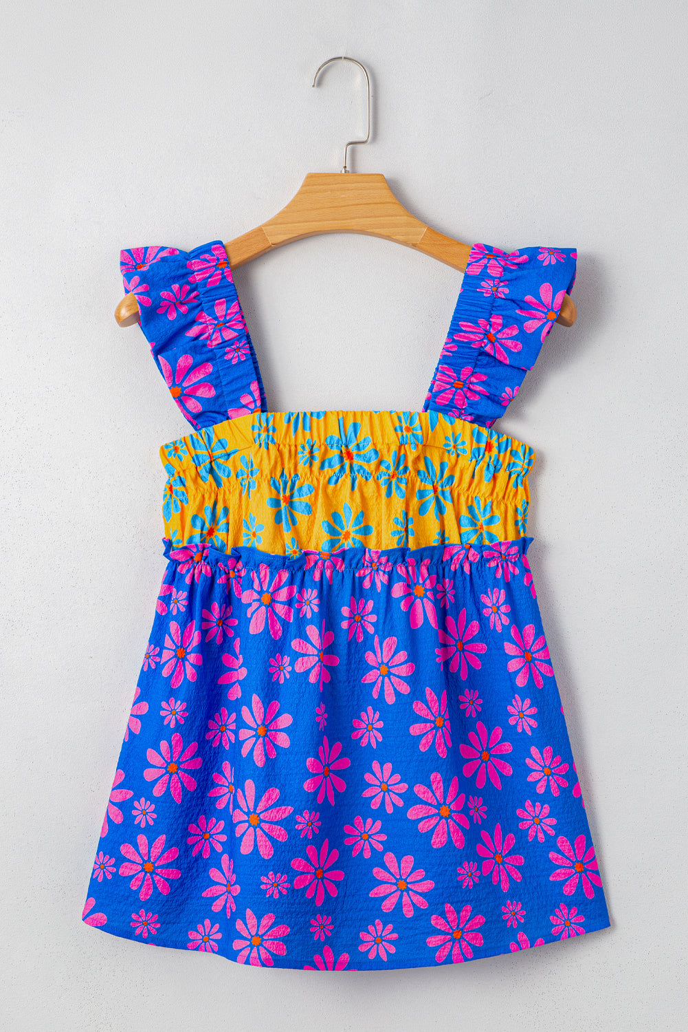Blue Floral Flowy Tank Top