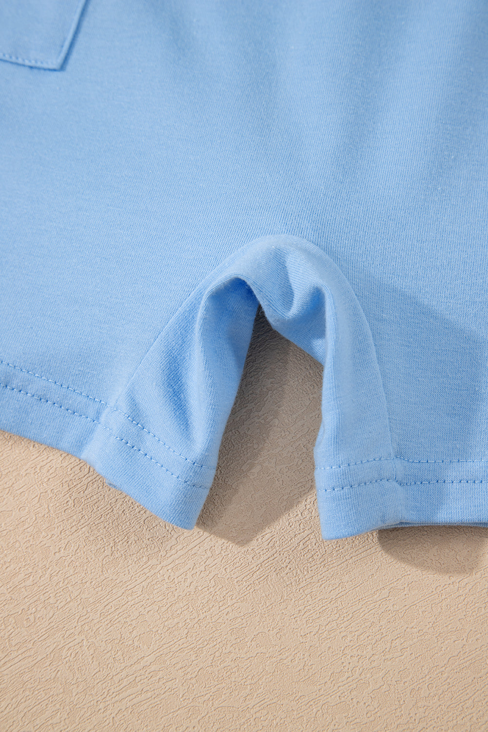 Blue Loose Half Sleeve Romper