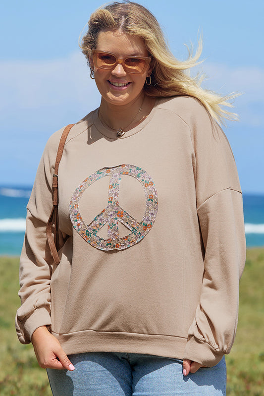 Khaki Floral Peace Sign Sweatshirt