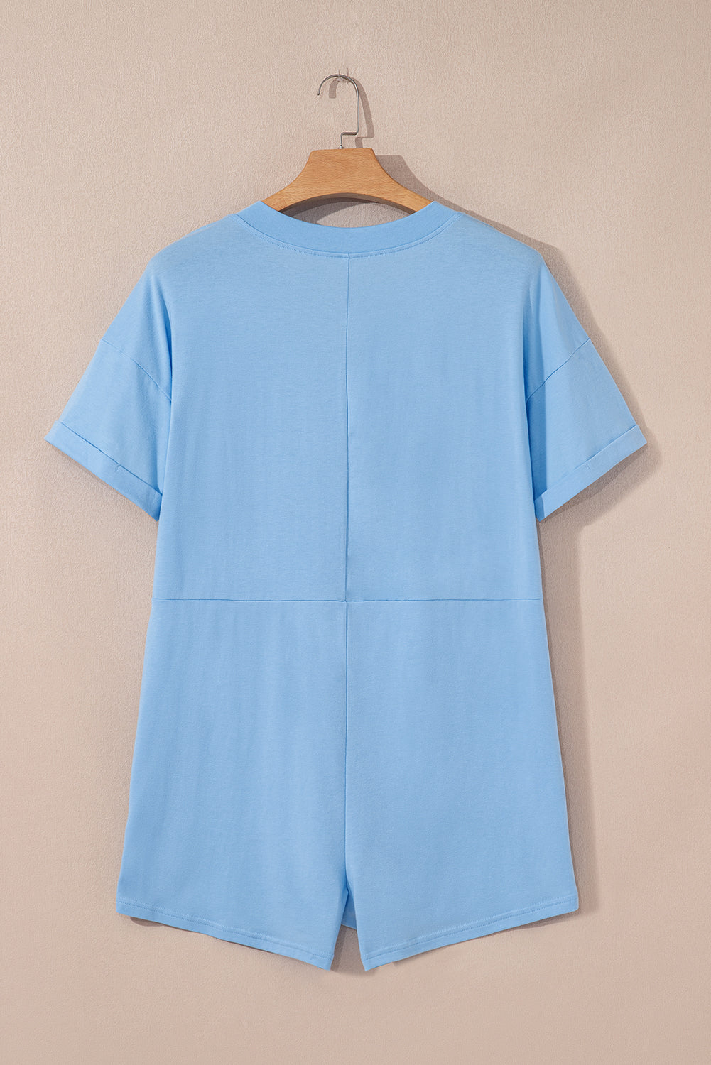 Blue Loose Half Sleeve Romper