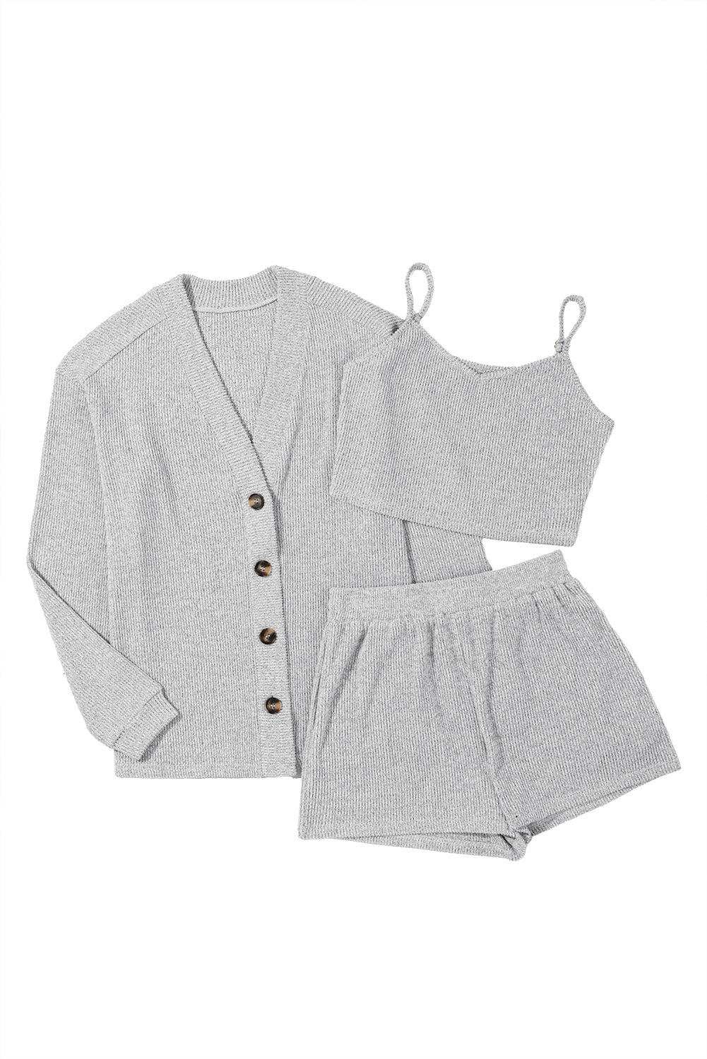 Light Grey 3 Pieces Lounge Set with Cardigan