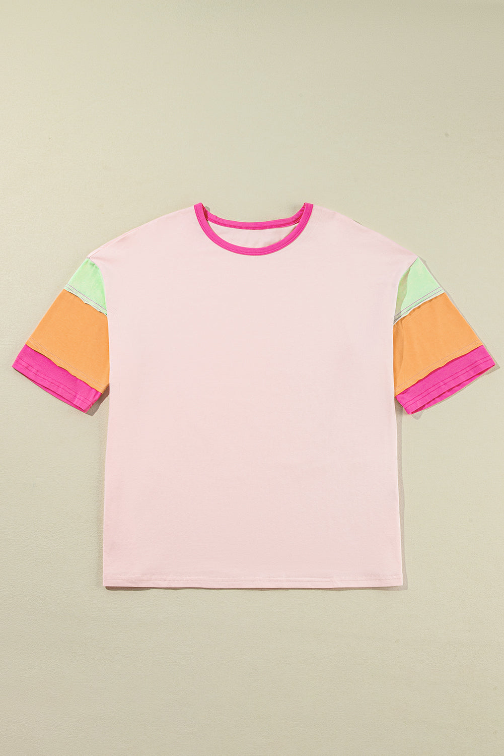 Pink Color Block Oversize Top