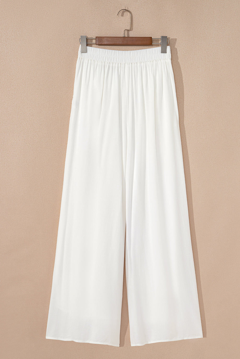 White Pleated Wide Leg Pants