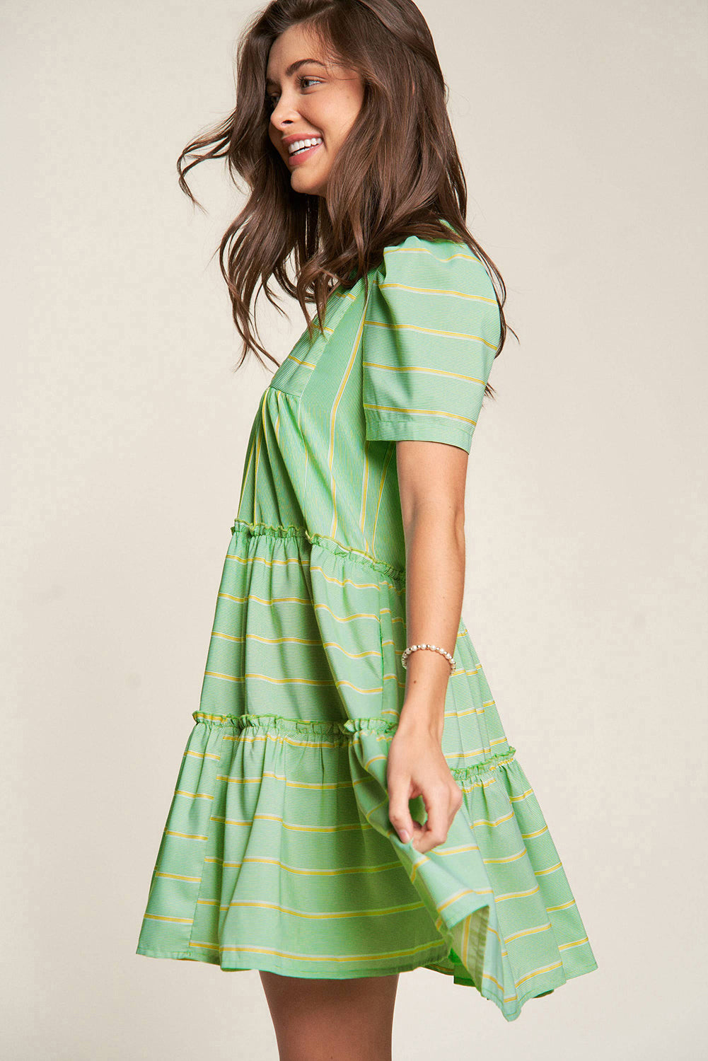 Green Stripe A-line Dress